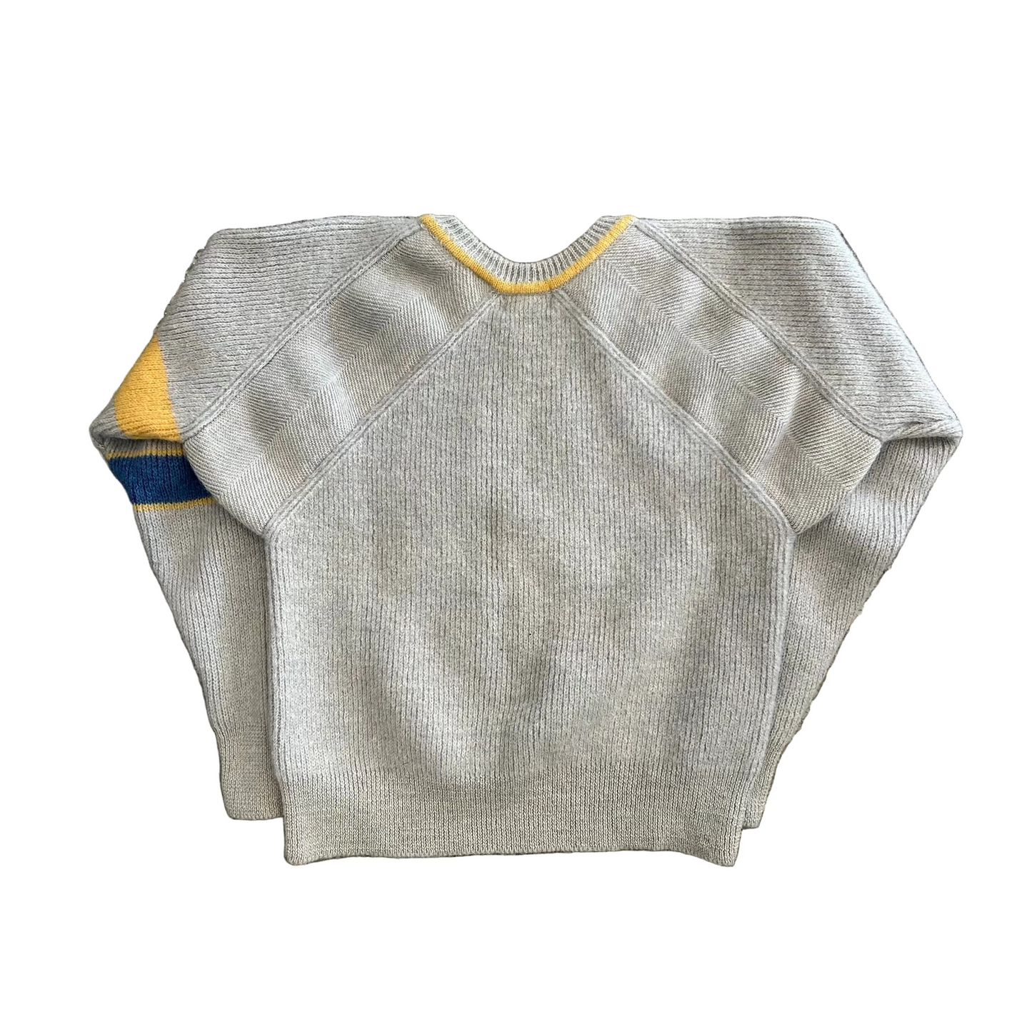 Colours Grey Yellow Blue Wool Sweater - Small - 18" x 21"