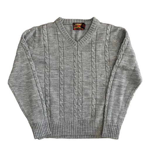 Sundowner Acrylic Nylon Blue Grey VNeck Sweater - Medium - 20" x 23.5"