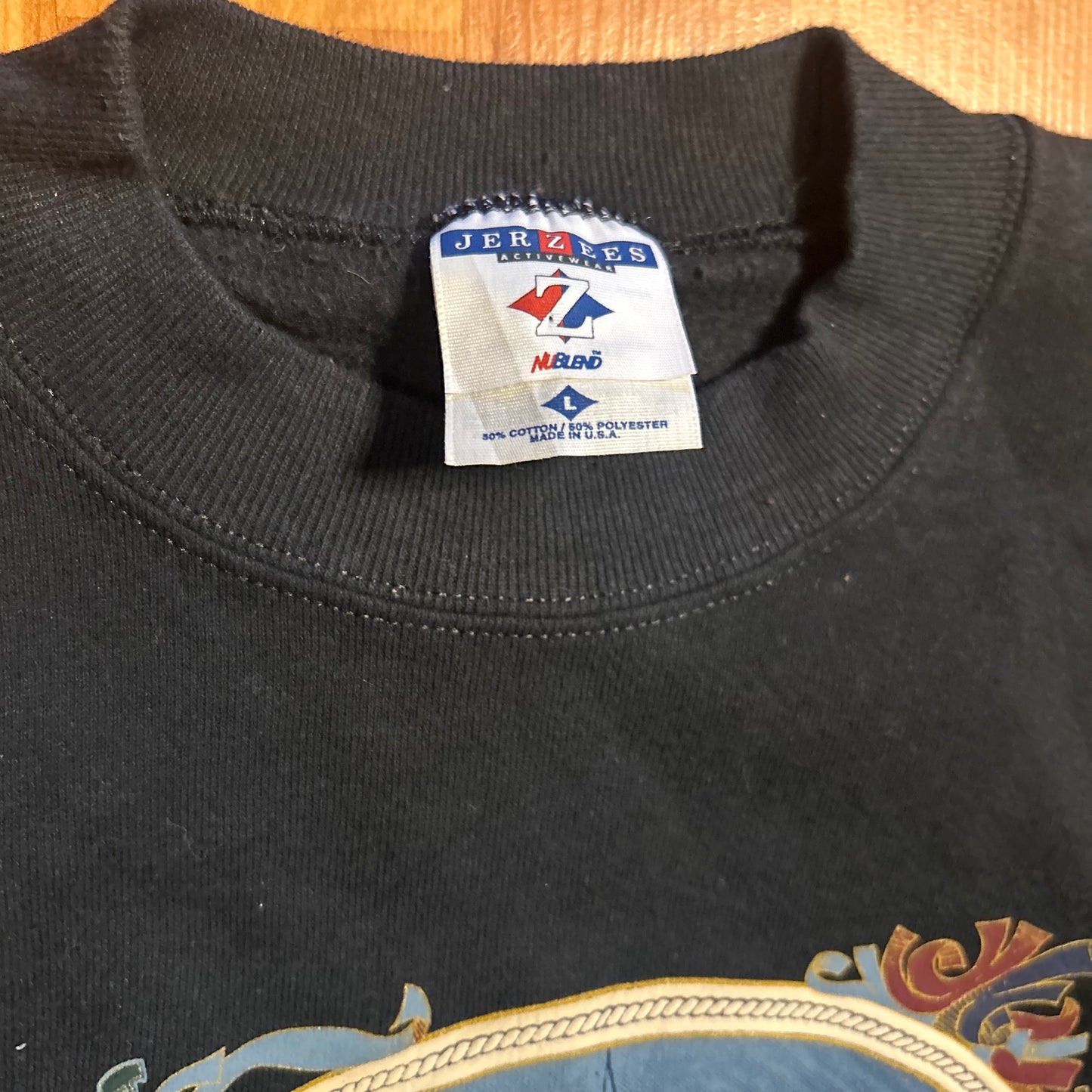 90's Jerzees New Orleans Black Crewneck Sweatshirt - Large - 23" x 26"