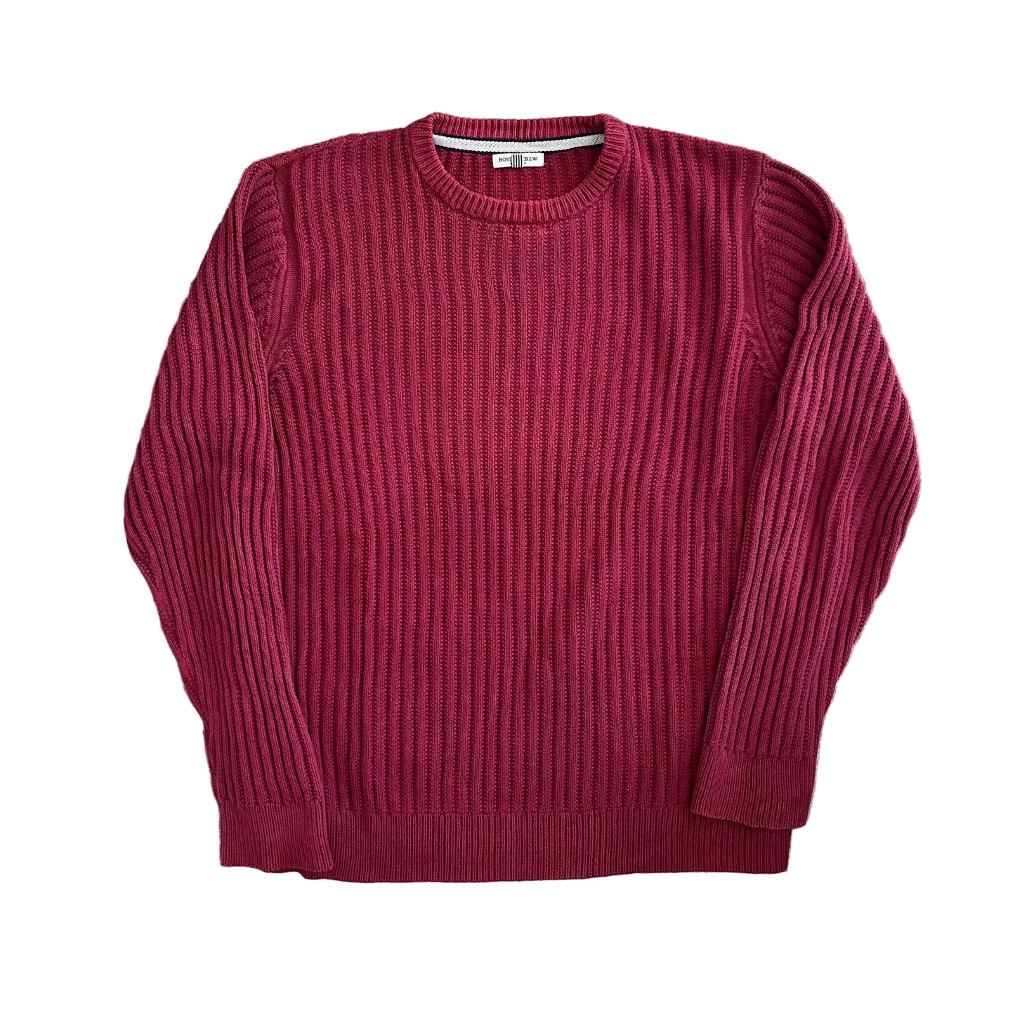 Boston Crew Red Cotton Chunky Knit Maroon Red Sweater - Large - 23" x 27"