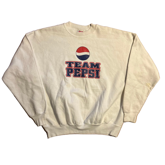 00's Hanes Team Pepsi White Crewneck Sweatshirt - XLarge - 24" x 26"