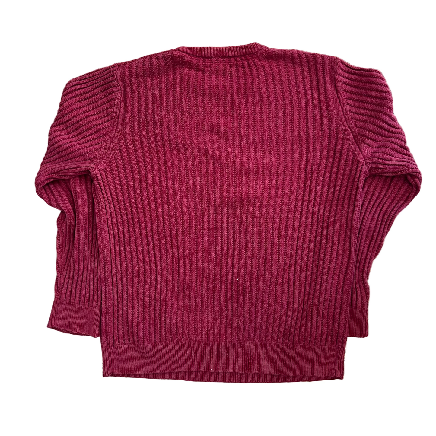 Boston Crew Red Cotton Chunky Knit Maroon Red Sweater - Large - 23" x 27"