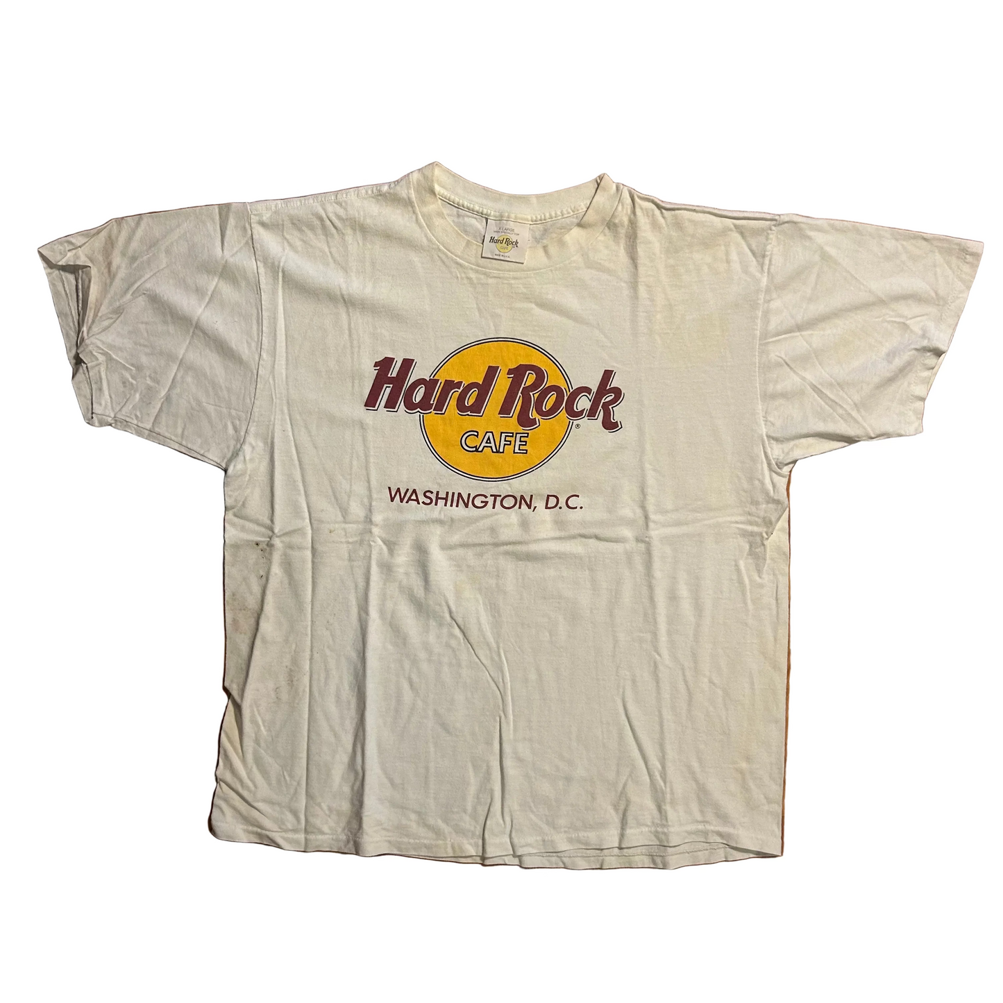 90’s Hard Rock Cafe Washington DC White Tshirt - Large - 23" x 27.5"