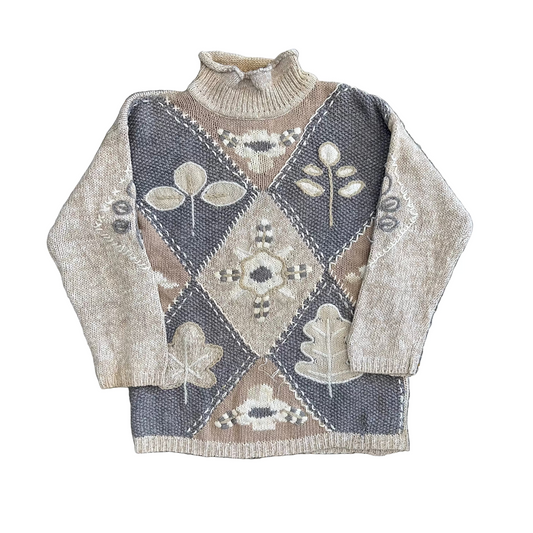 White Stag Ramie Cotton Brown Grey Sweater - Medium - 20" x 25"