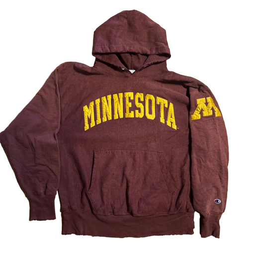 Champion Reverse Weave Maroon University Minnesota Hoodie Sweatshirt - XLarge - 25" x 28"