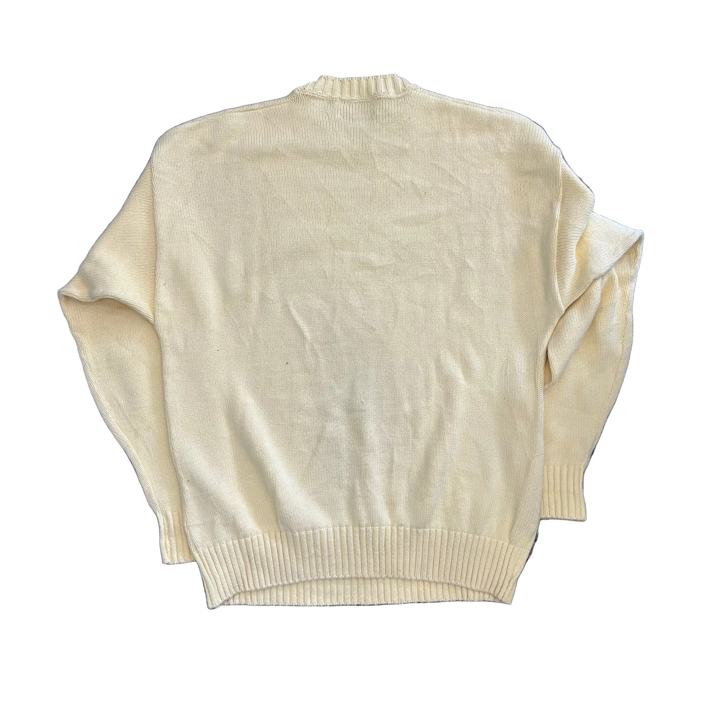 Lord Jeff Cotton Bird Cream Yellow Sweater - Large - 23" x 26"