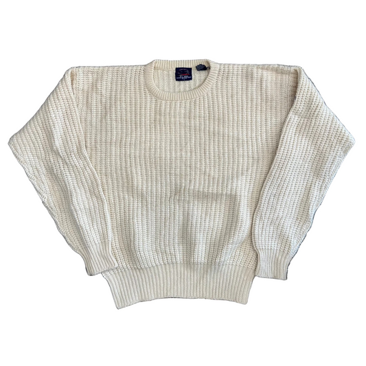 Allen Jolly Wool Cream Chunky Knit Sweater - XLarge - 24" x 25"