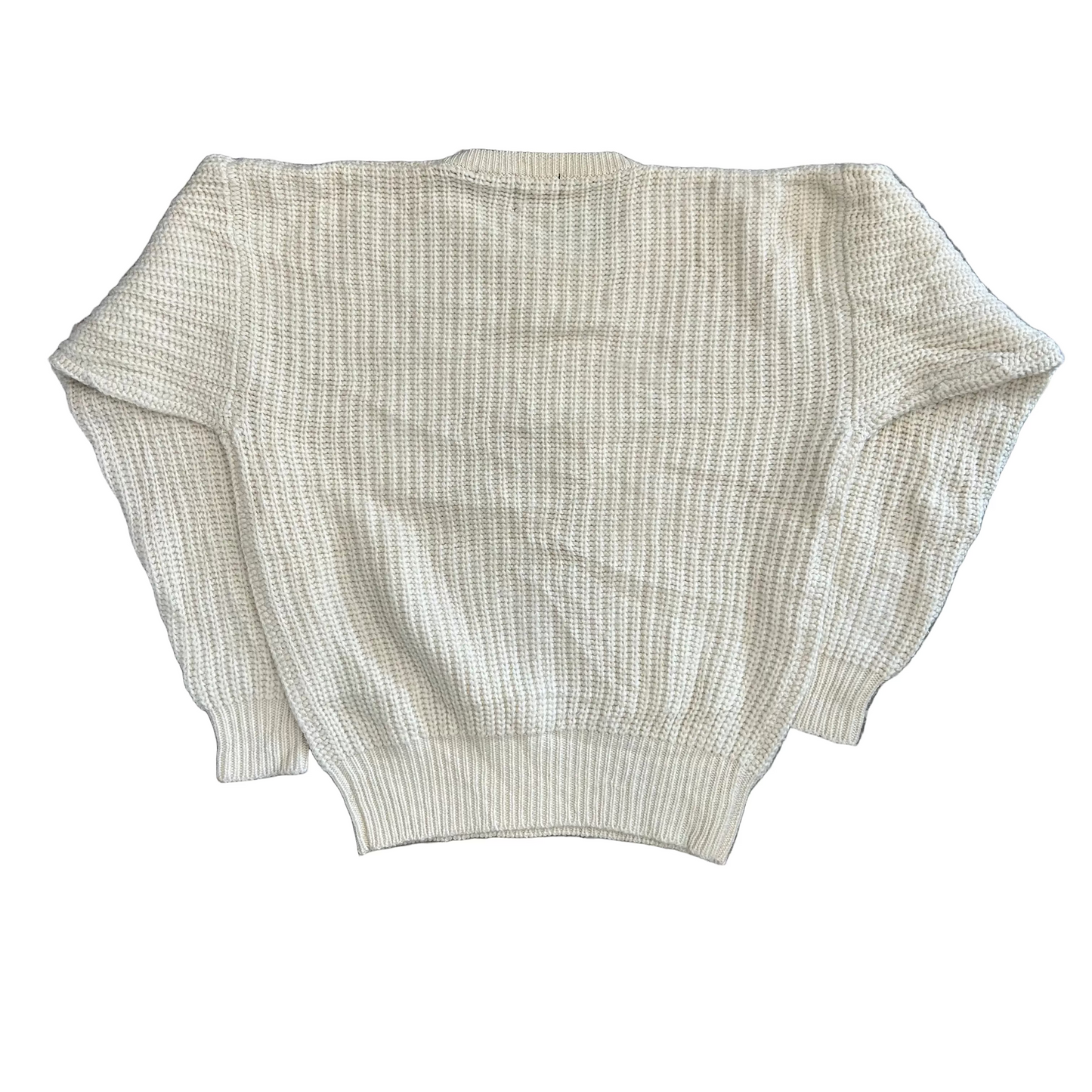 Allen Jolly Wool Cream Chunky Knit Sweater - XLarge - 24" x 25"