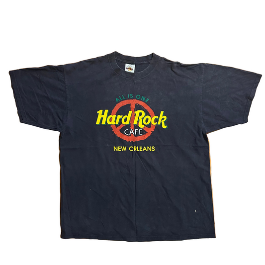 90’s Hard Rock Cafe New Orleans All is One Peace Navy Blue Tshirt - XLarge - 24.5" x 30"