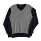 Geoffrey Beene Cotton Black White VNeck Sweater - Large - 22" x 27"