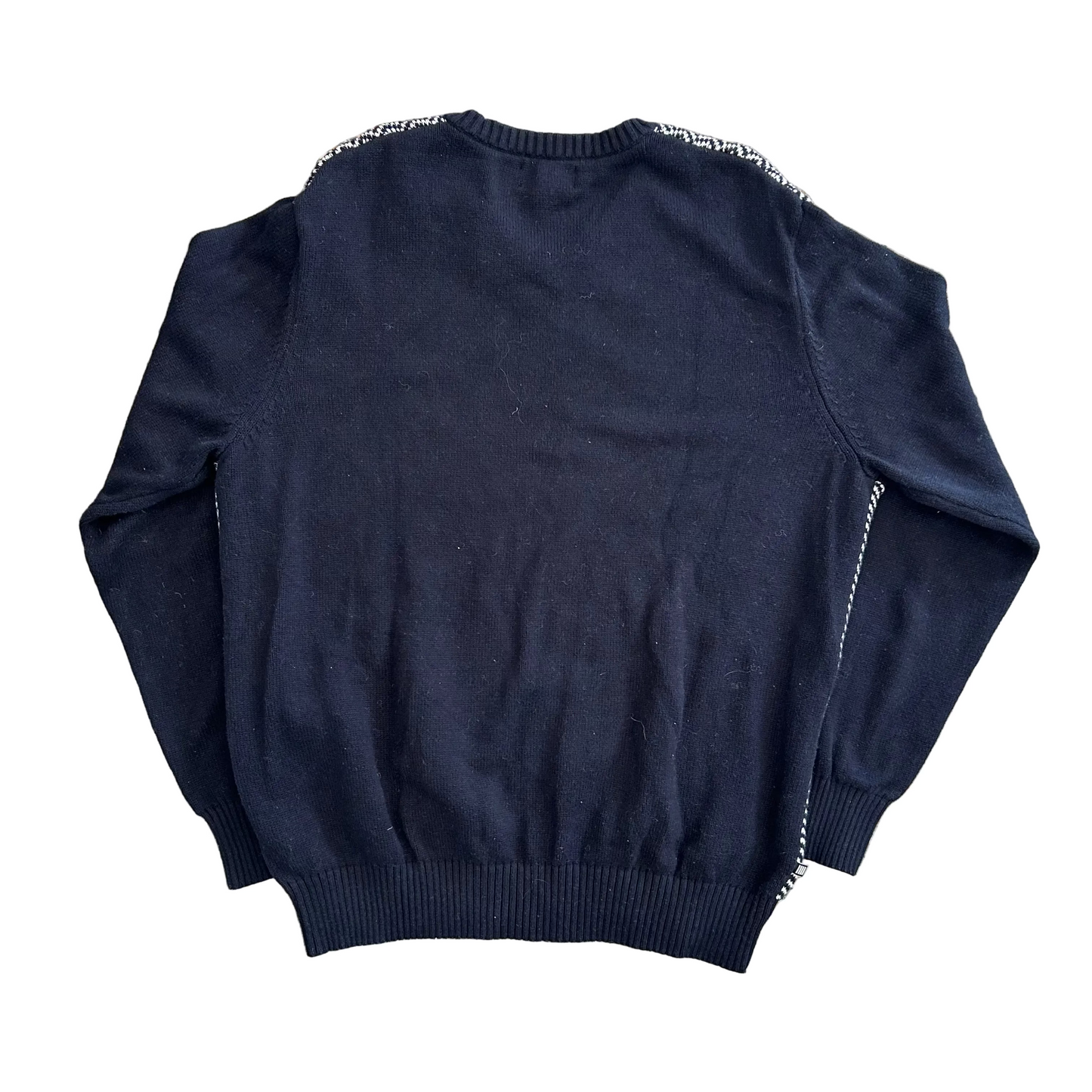 Geoffrey Beene Cotton Black White VNeck Sweater - Large - 22" x 27"