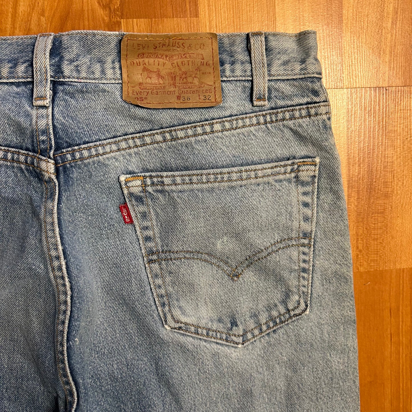 90's Levis 505 Faded Light Wash Denim Blue Jeans - 35" x 30.5"