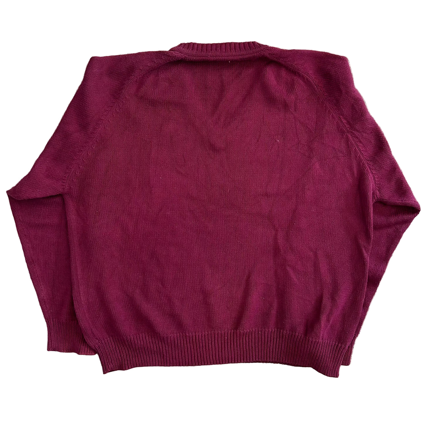 Roundtree and Yorke Cotton Red Maroon V Neck Sweater -XLarge - 27" x 27"