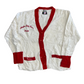 Broadway Knitting Mills Starfire Party Sales Manager Jackie White Red Cardigan Sweater - XLarge - 24" x 26"