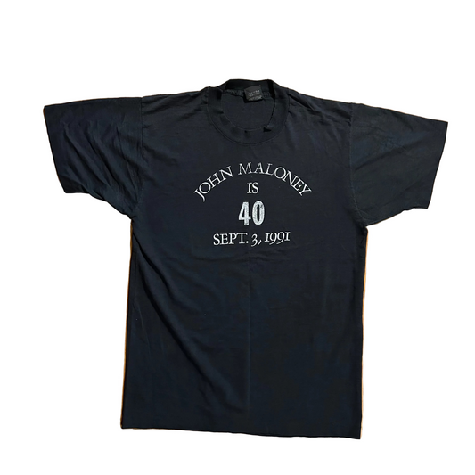 90’s Screen Stars John Maloney is 40 Black Paper Thin Tshirt - Medium - 20" x 28"