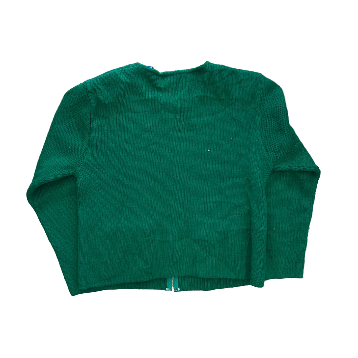 Karen Scott Green Acrylic Wool Zip Up Sweater - Medium - 20" x 21"