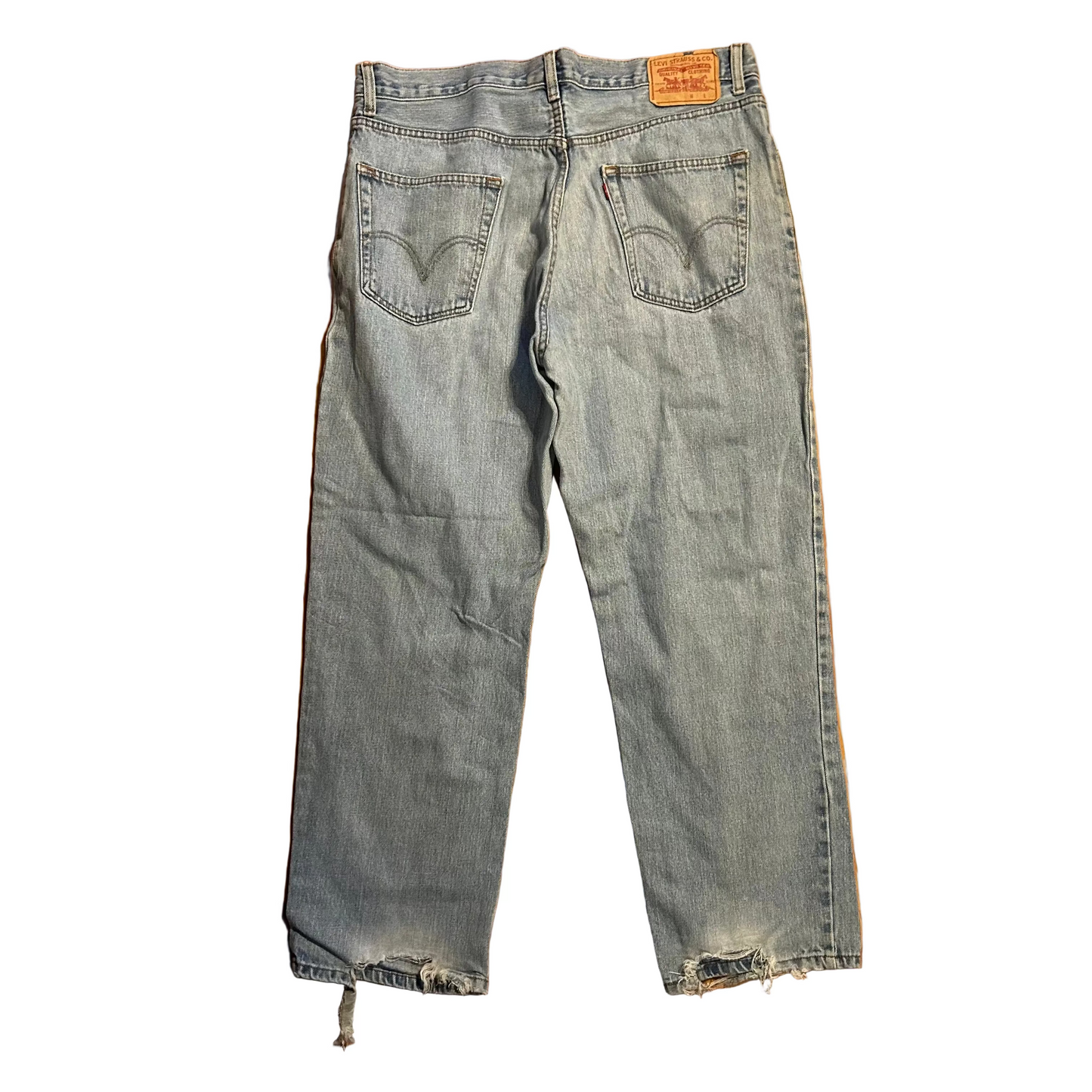 Levis 550 Distressed Light Wash Denim Blue Jeans - 36" x 28"