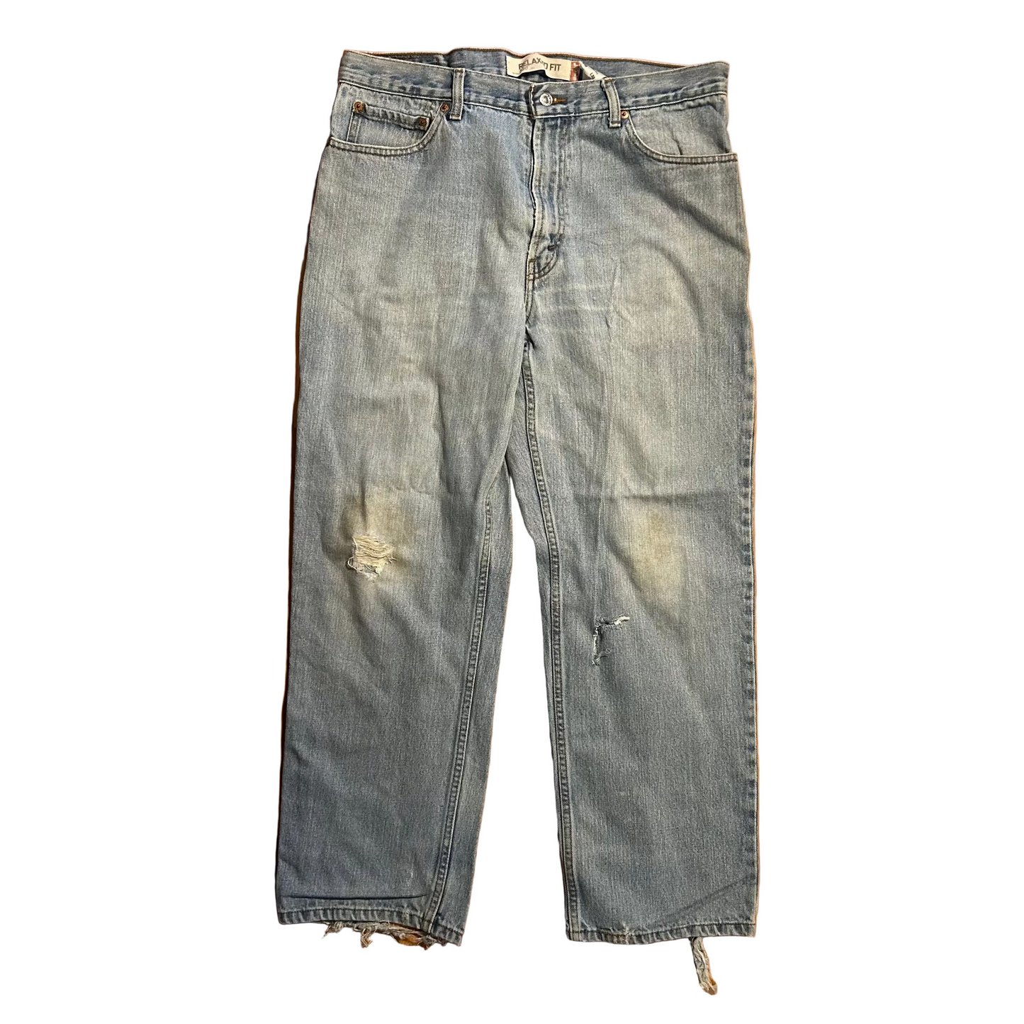 Levis 550 Distressed Light Wash Denim Blue Jeans - 36" x 28"