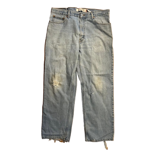 Levis 550 Distressed Light Wash Denim Blue Jeans - 36" x 28"