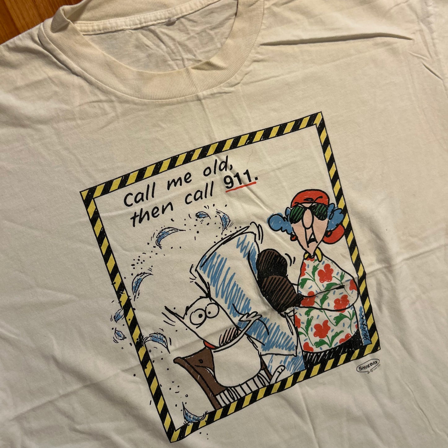 Shoebox Greetings Call Me Then Call 911 White Tshirt - Large - 23.5" x 29"