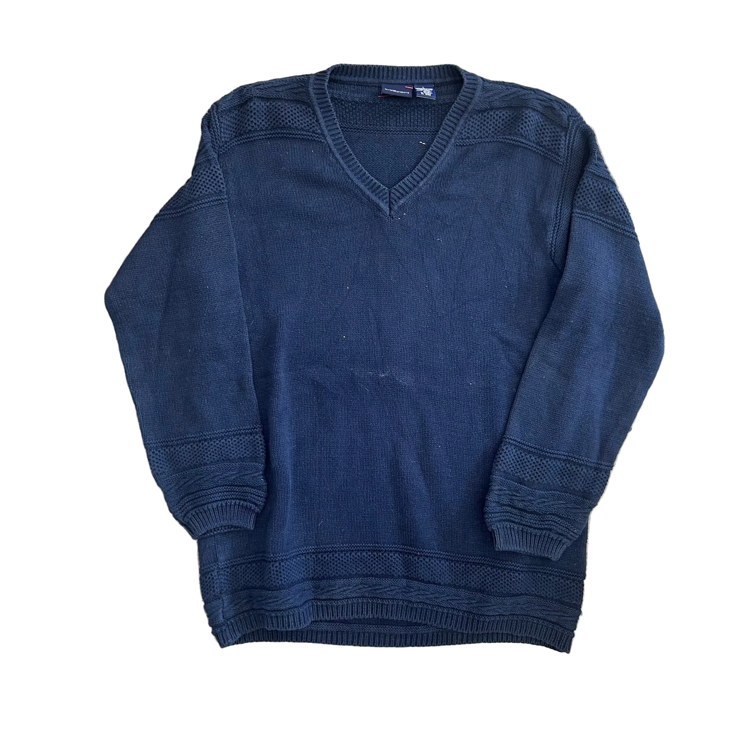 Liz Sport Chunky Knit Cotton VNeck Sweater - Medium - 21" x 29"