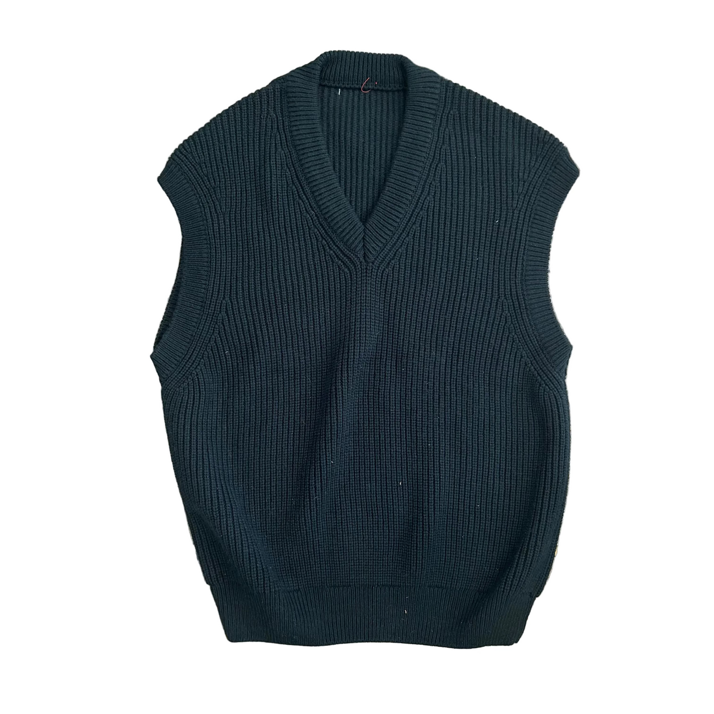 Green Chunky Knit VNeck Sweater Vest - Medium - 21" x 28"