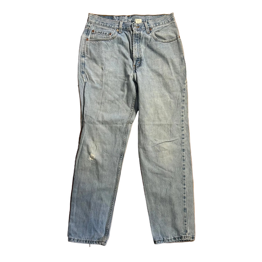90's Levis 550 Distressed Light Wash Denim Blue Jeans - 32" x 30"