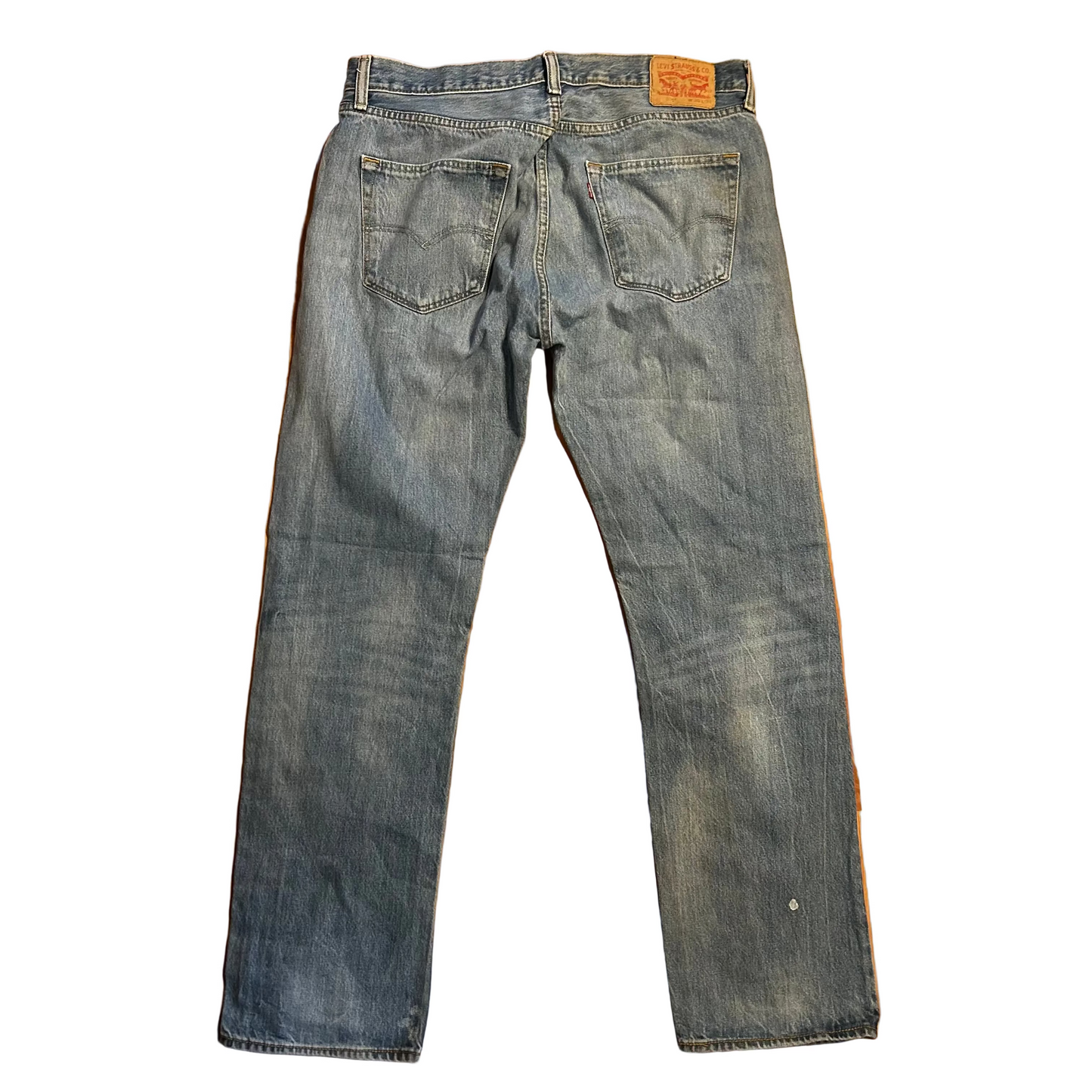 Levi's 501 Distressed Washed Denim Blue Jeans - 36" x 32"