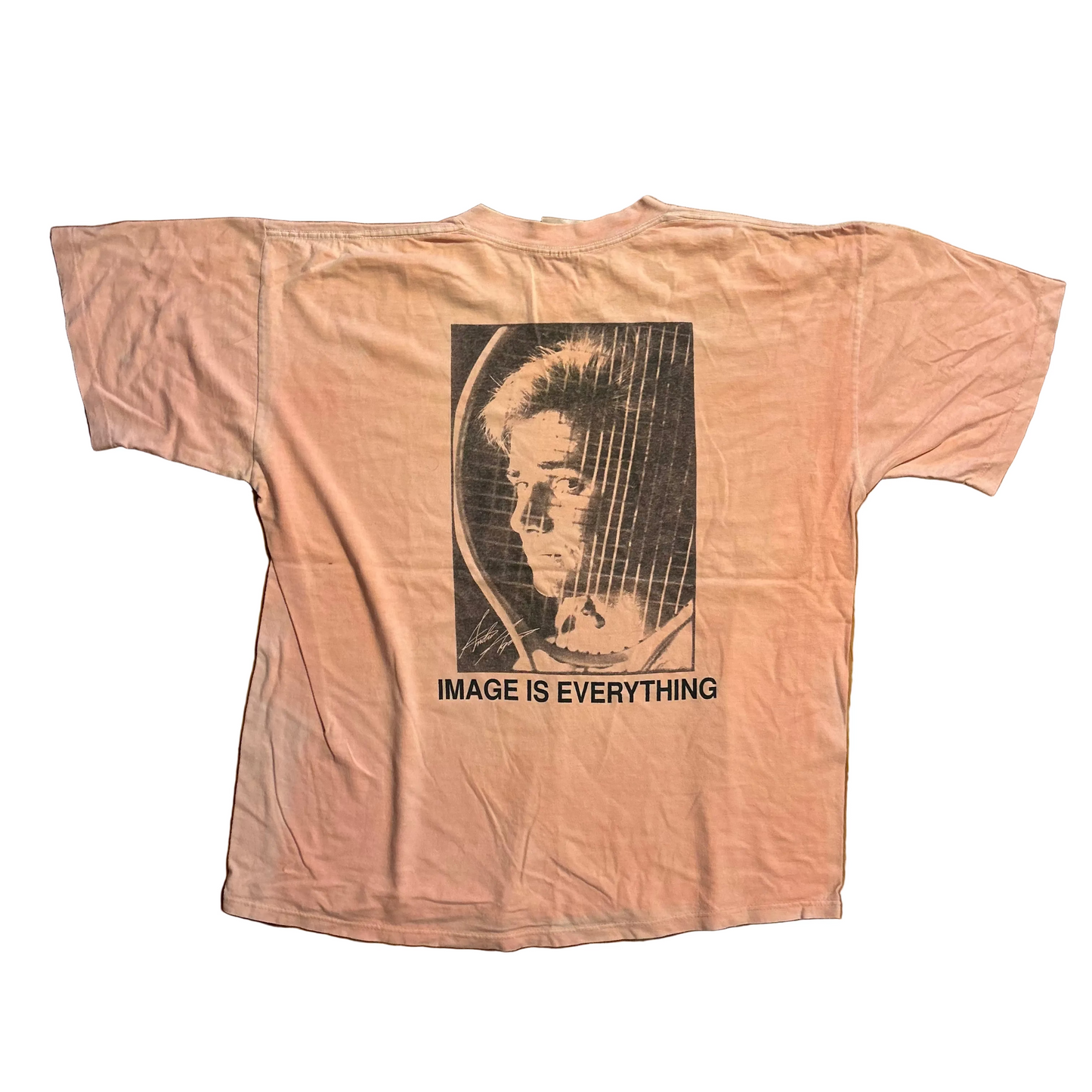 90’s Andre Agassi Canon EOS Rebel Image is Everything Tennis Pink Orange Tshirt - Large - 23" x 26"