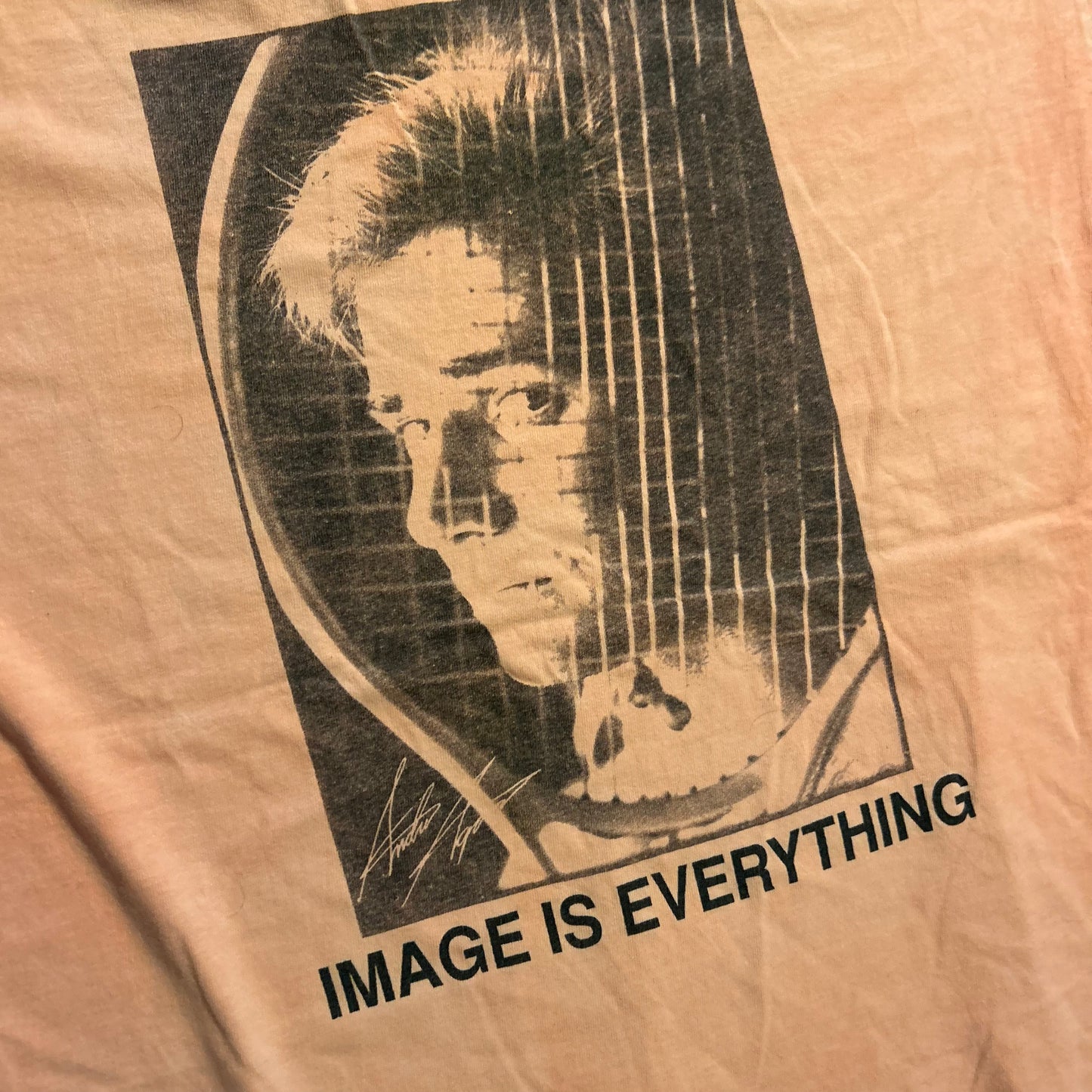 90’s Andre Agassi Canon EOS Rebel Image is Everything Tennis Pink Orange Tshirt - Large - 23" x 26"