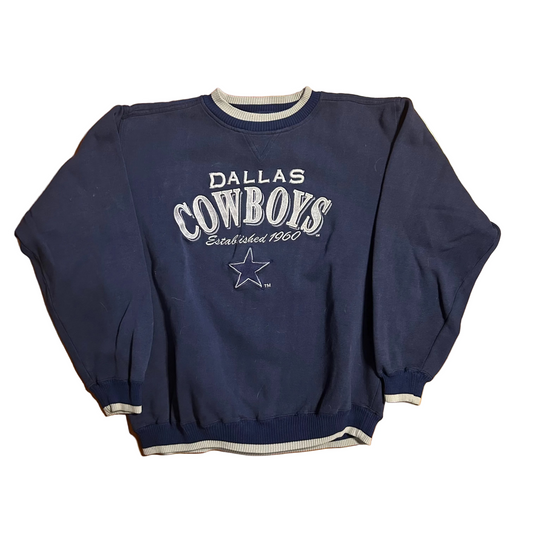 Logo Athletic Dallas Cowboys NFL Navy Blue Crewneck Sweatshirt - XLarge - 25" x 26"