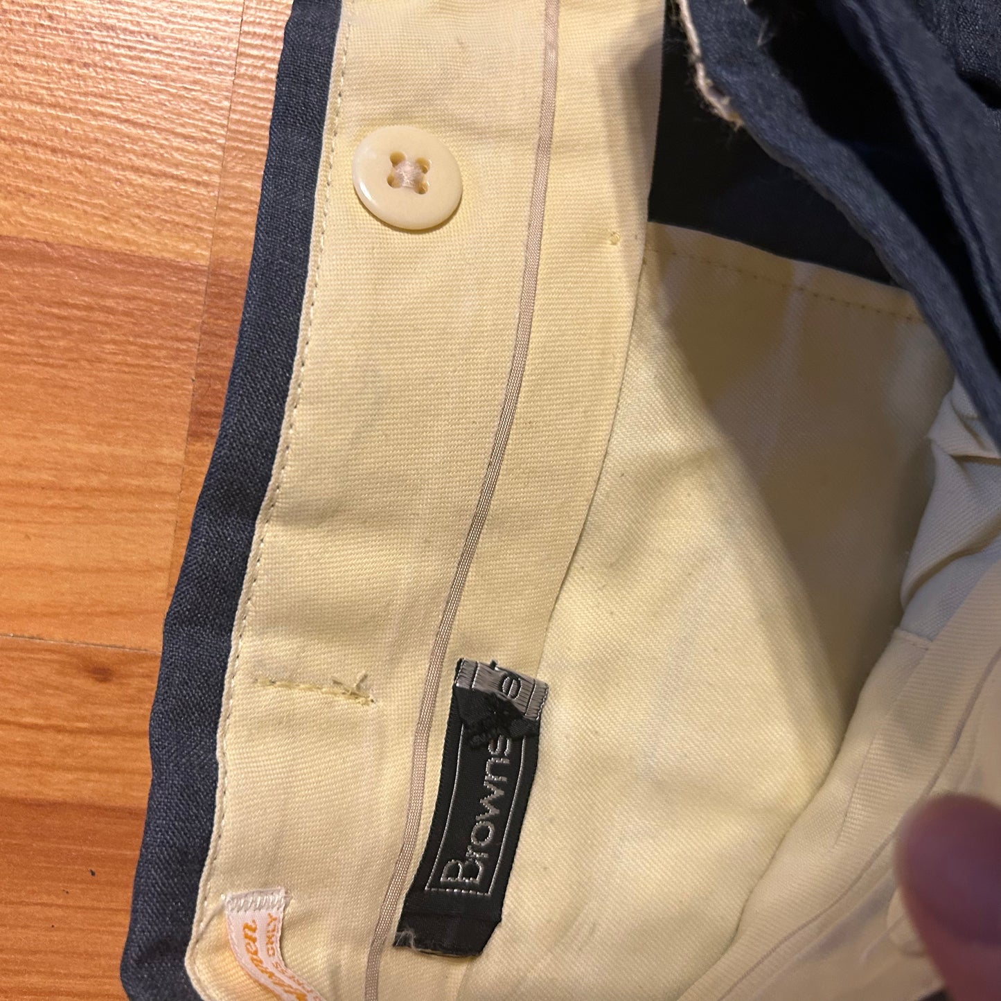 80's Brownstone Grey Navy Blue American Craftsmen Dress Pants Slacks - 32" x 29"