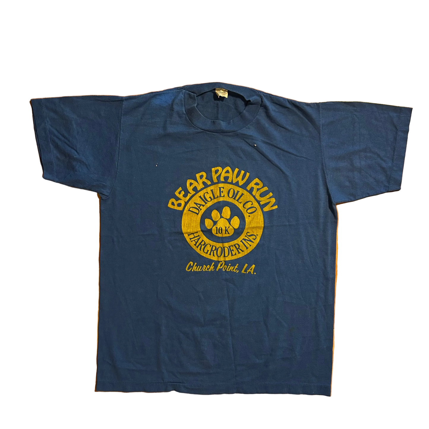 80’s Gulf Coast Sportswear Bear Paw Run 10k Louisiana Blue Tshirt - Medium - 20.5" x 26.5"