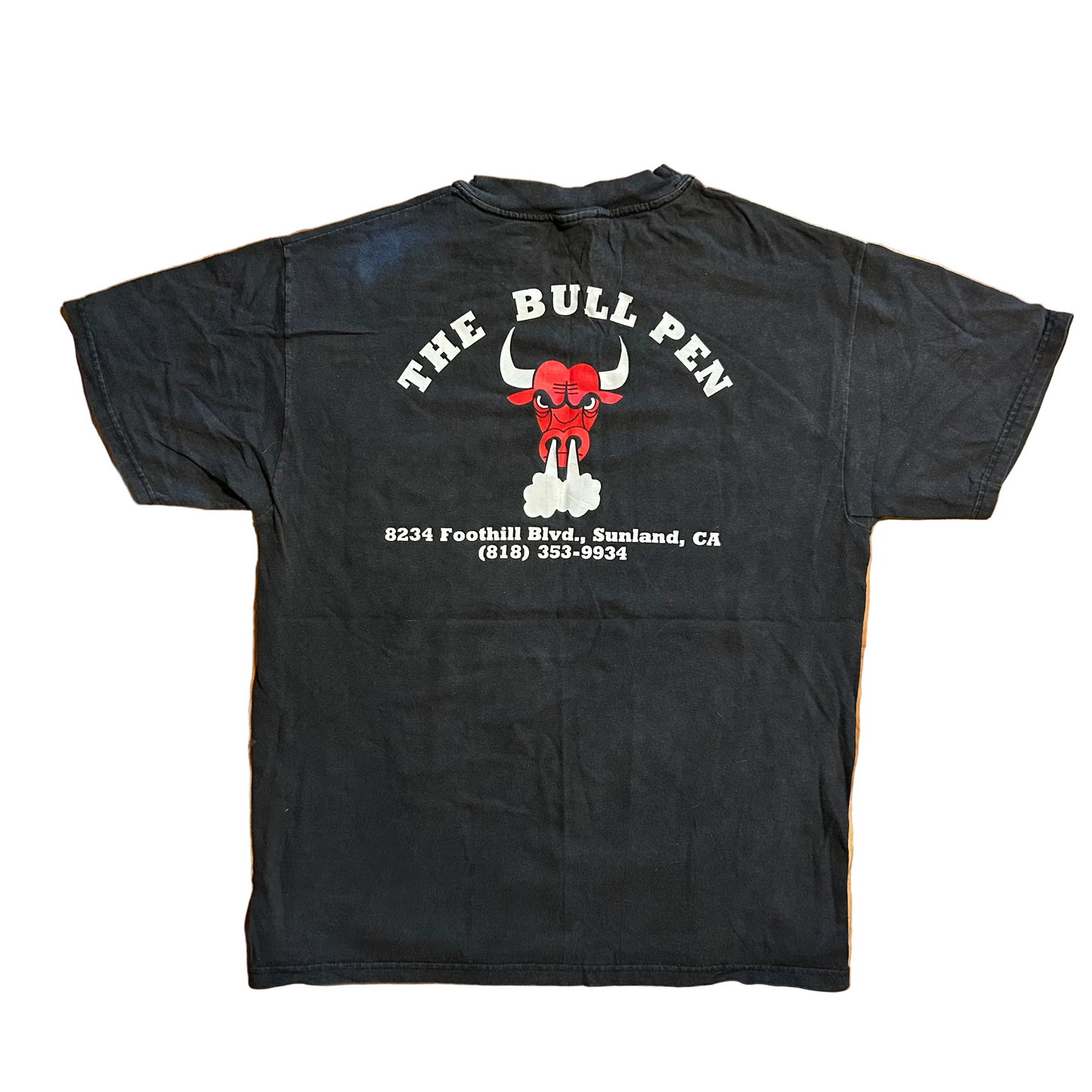 The Bull Pen Black Faded Pocket Tshirt - Medium - 21.5" x 27"