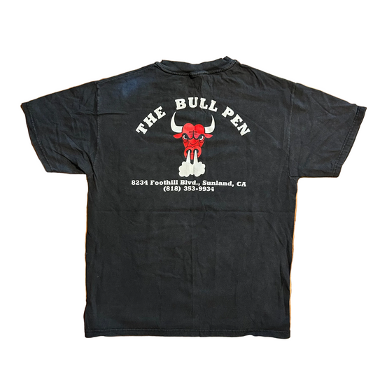 The Bull Pen Black Faded Pocket Tshirt - Medium - 21.5" x 27"