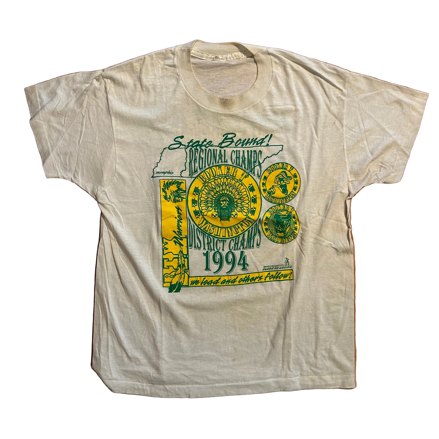 80’s Screen Stars Lorenzen Wright Booker T Washington Tennessee Regional Champs White Tshirt - Medium - 21" x 26"