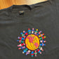 90’s Coco Rock Black Embroidered People Globe Cotton Tshirt - Medium - 21" x 28"