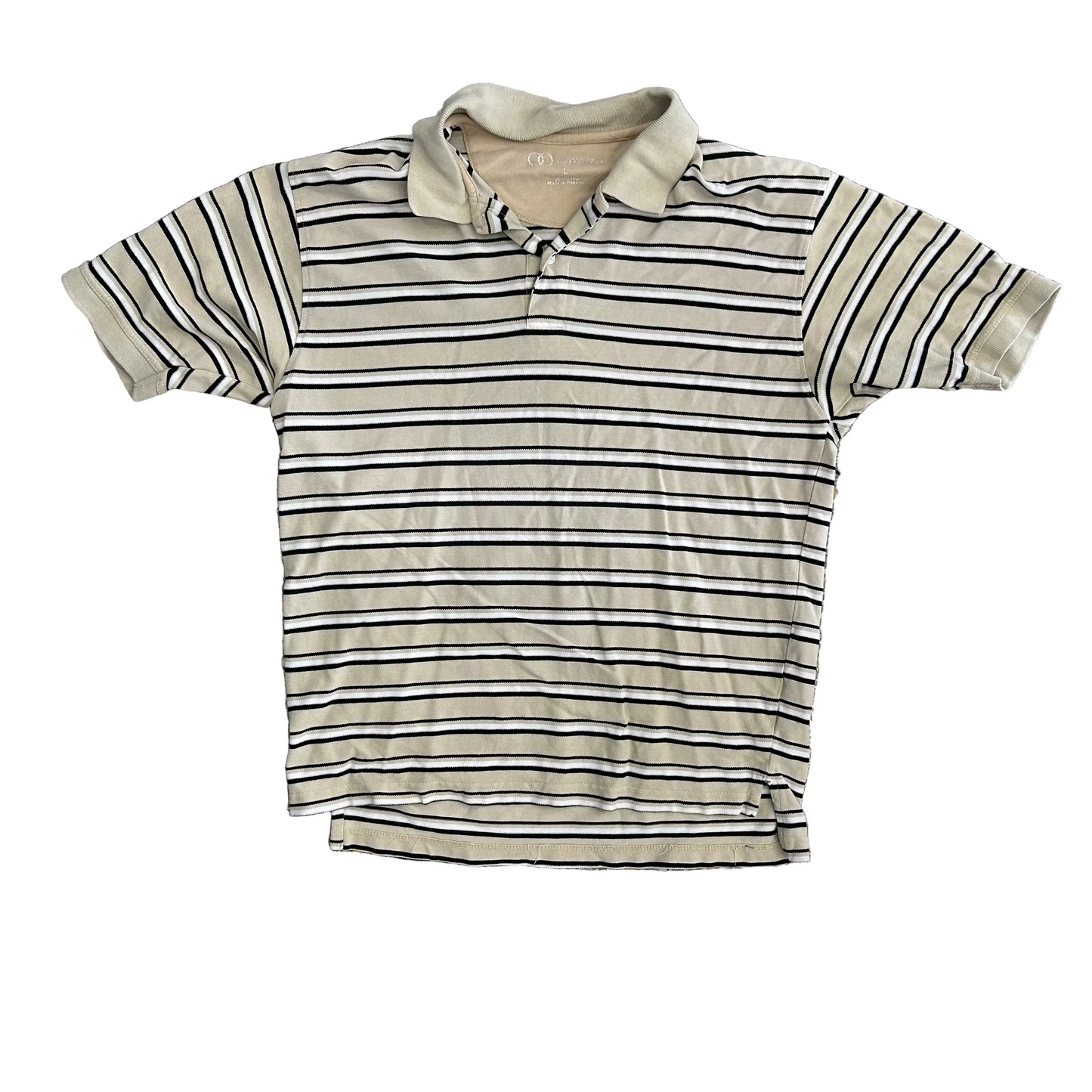 Brown Yellow Cotton Polo Shirt - Large - 22" x 28"