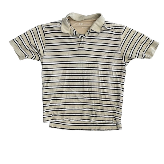 Brown Yellow Cotton Polo Shirt - Large - 22" x 28"