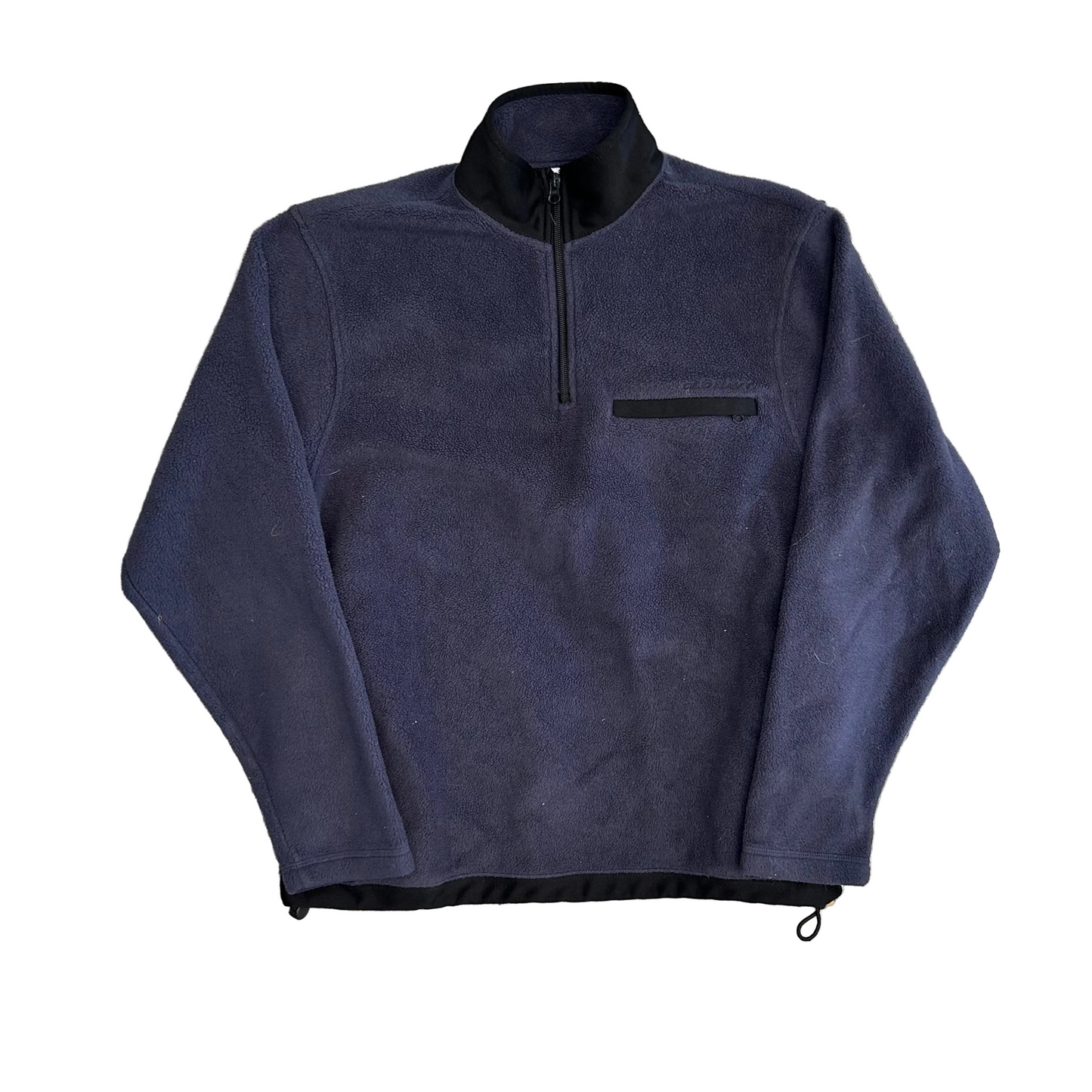 Old Navy Fleece Pile Quarter Zip Up Grey Navy Sweatshirt - Large - 22" x 27"