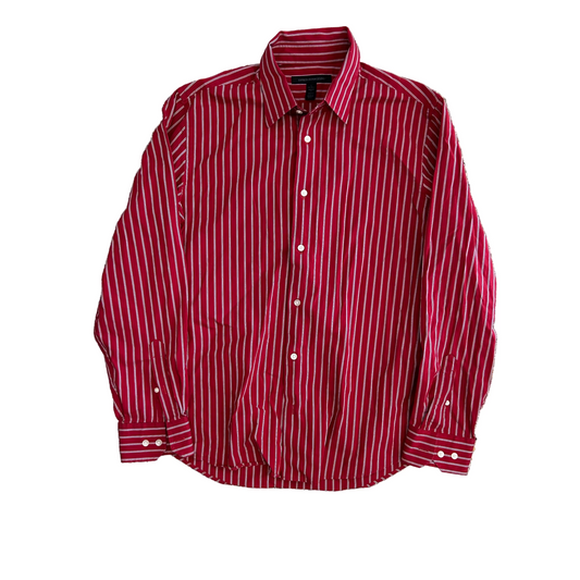 Express Red Striped Button Up Shirts - Large - 22" x 31"