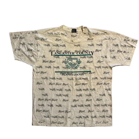 90’s FOTL Best Lancaster County Pennsylvania White Horse Buggy AOP Tshirt - Large - 23.5" x 29"