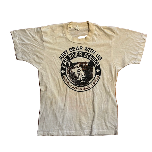 80’s Screen Stars Bear With Us KAB River Service Canada White Tshirt - Small - 18.5" x 25.5"