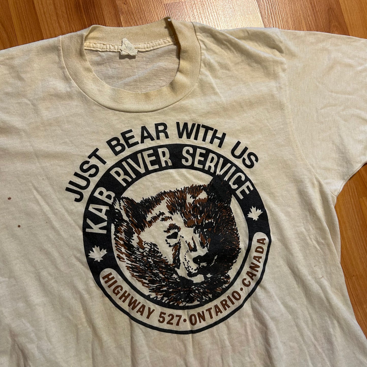 80’s Screen Stars Bear With Us KAB River Service Canada White Tshirt - Small - 18.5" x 25.5"