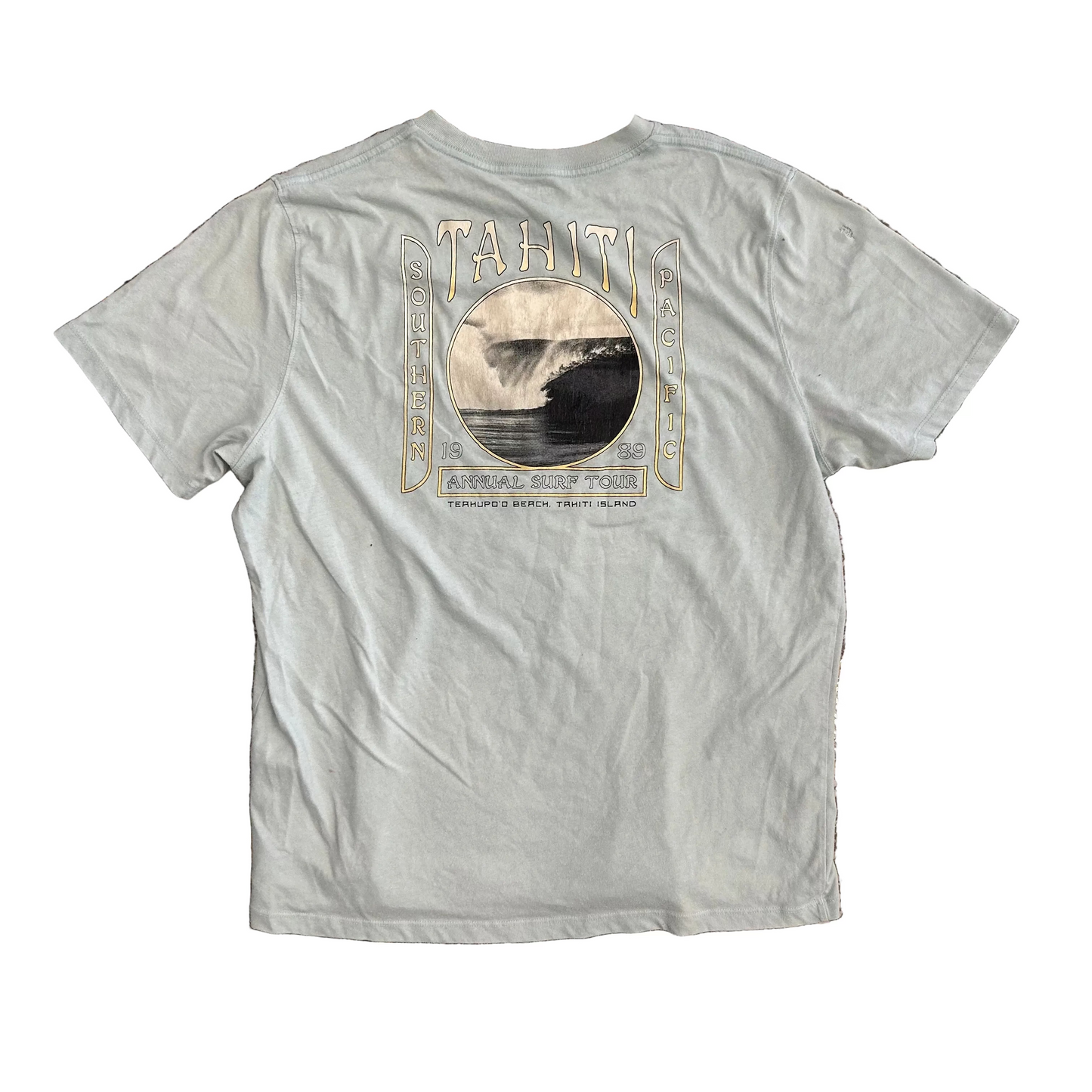 Tahiti Surf Tour Light Blue Tshirt - Large - 22" x 26"