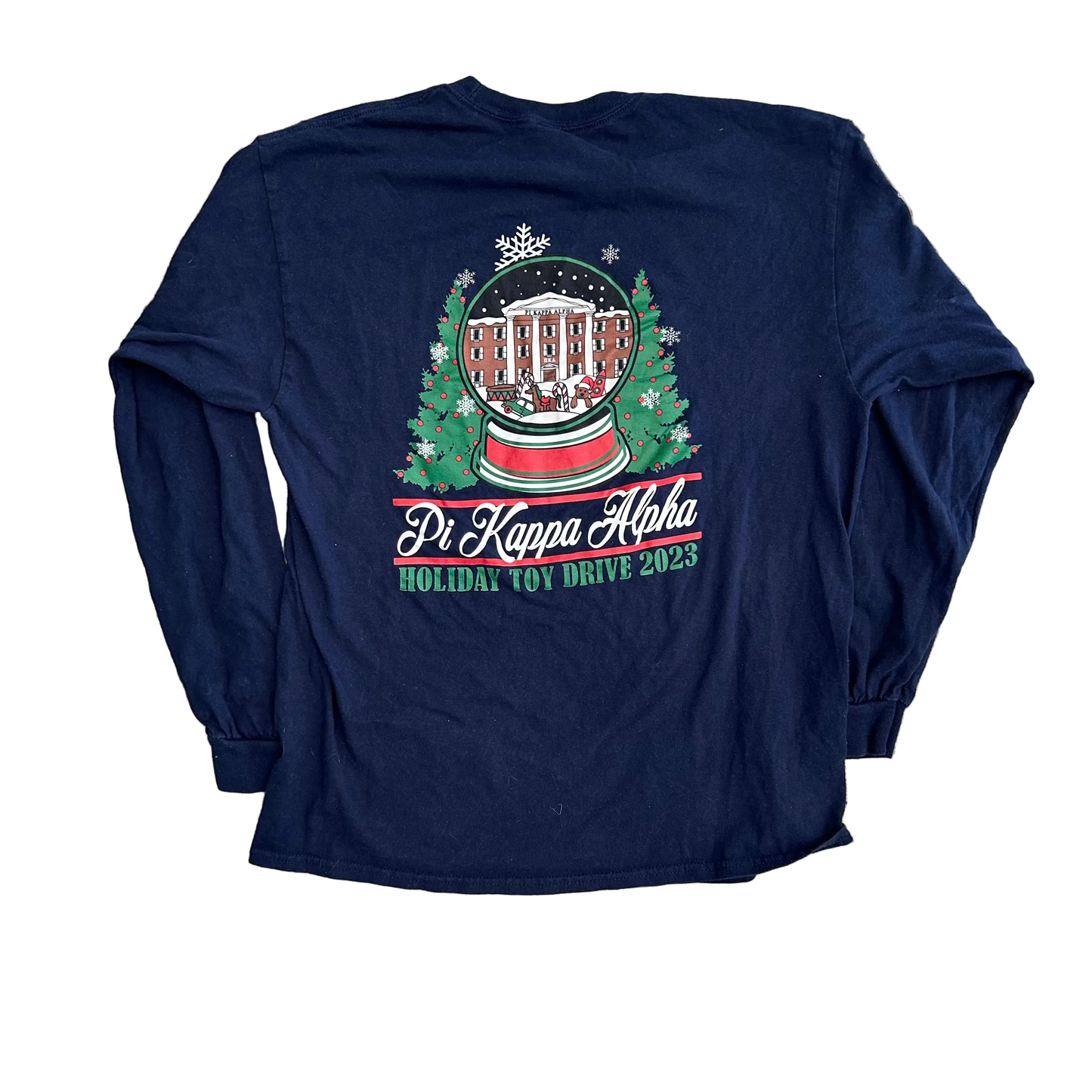 Pike Christmas Navy Blue Longsleeve Shirt - Medium - 21" x 27"