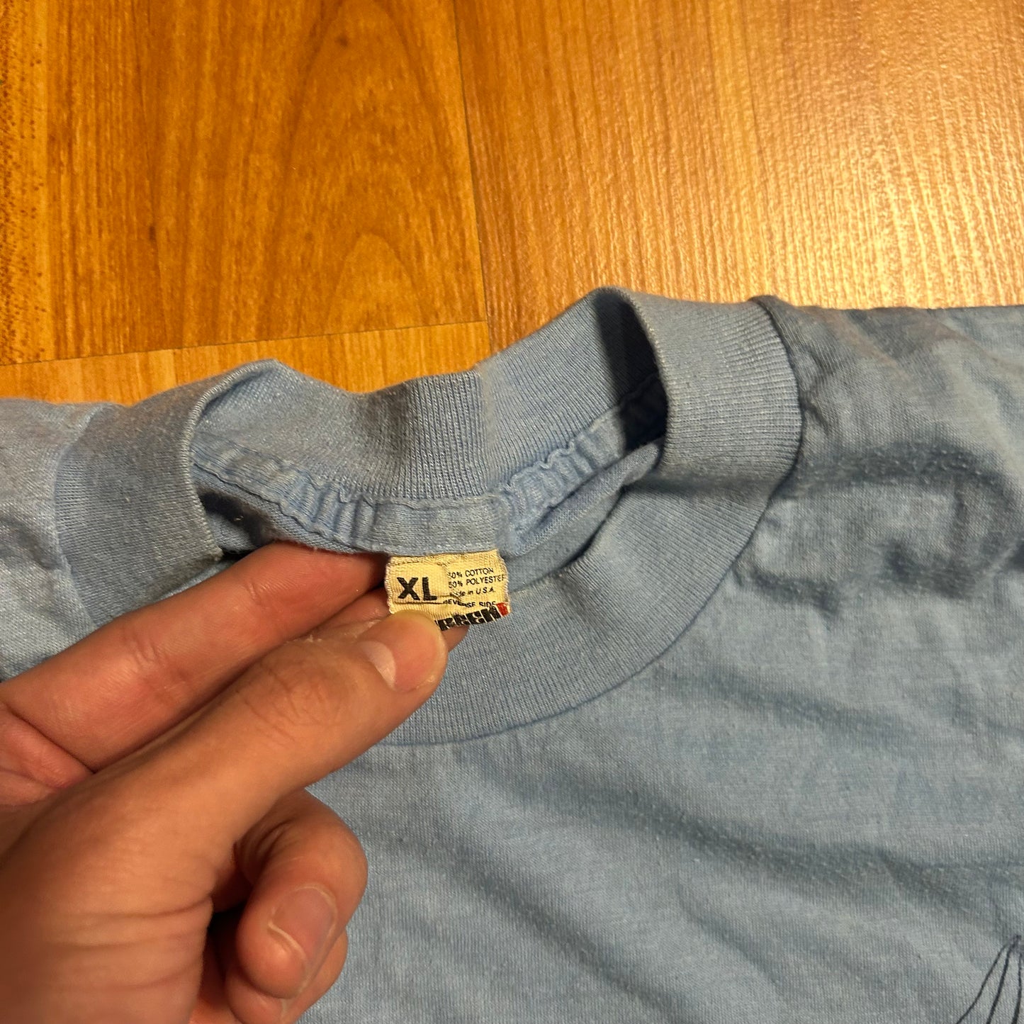 80's Screen Stars Connecticut Water Sailing Light Blue Tshirt - Small - 19" x 26"