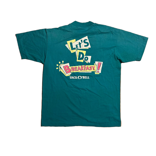 80/90's PFS Taco Bell Breakfast Teal Tshirt - Medium - 20" x 27"