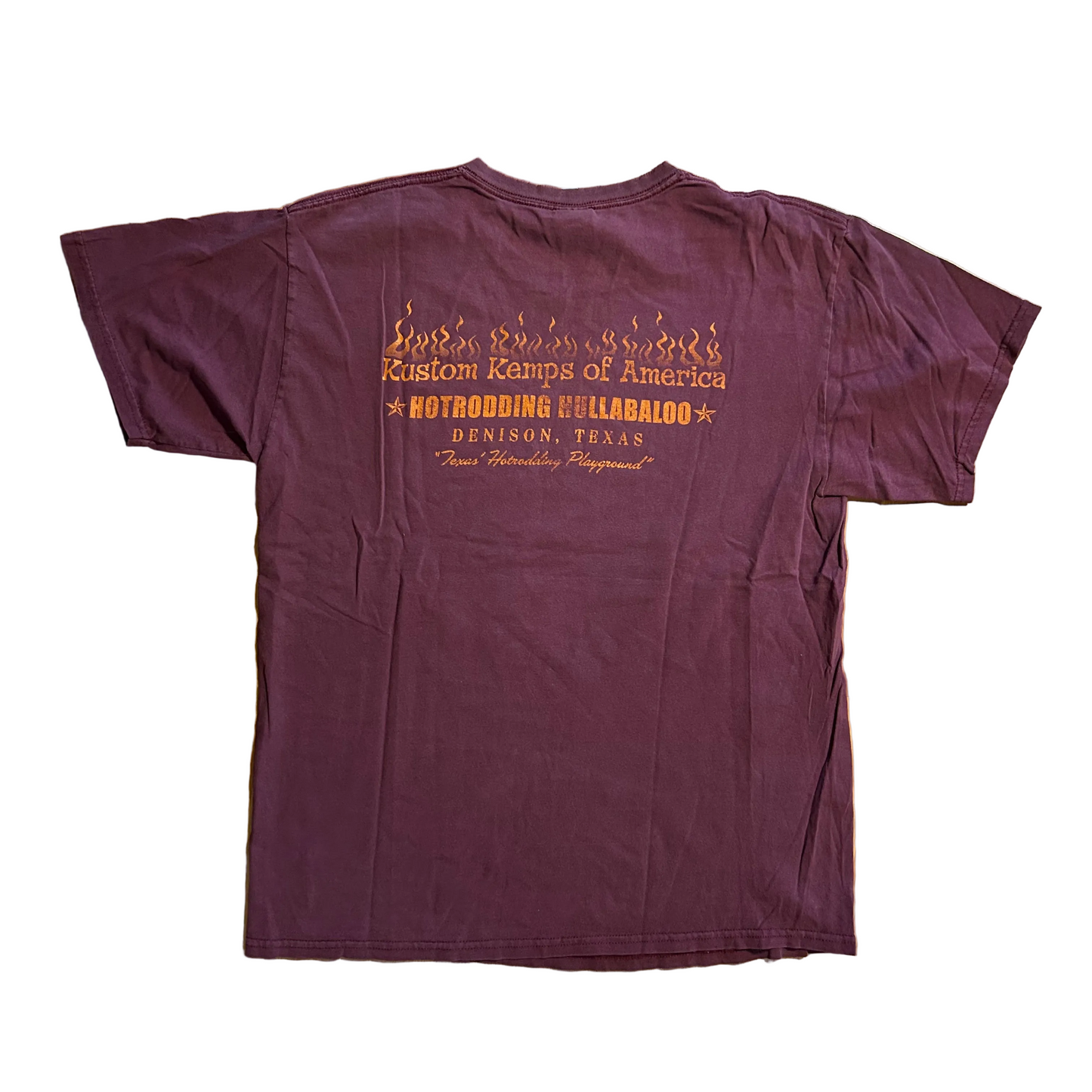 KKOA Hotroddin Hullaboo Denison Texas Maroon Red Car Tshirt - Medium - 21" x 27.5"