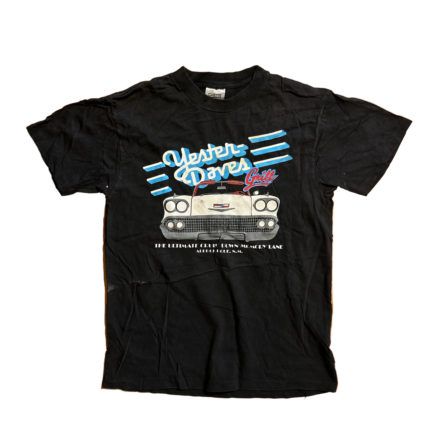 90’s Oneita Yester Daves Cruise Down Memory Lane Black Car Tshirt - Small - 18.5" x 26"